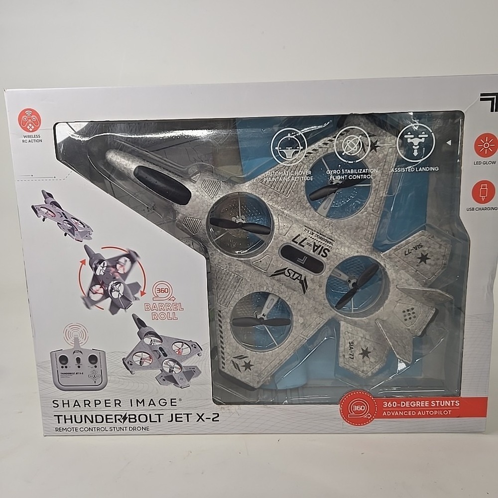 Sharper Image Toy RC Thunderbolt Jet X-2 Stunt Drone Lightweight‎ Works!!!